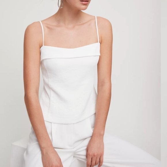 Aritzia Babaton (Yellow) Cassio Tank size 10 butter yellow classy fold over tank - Picture 3 of 8